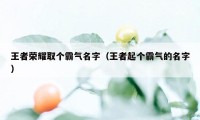 王者荣耀取个霸气名字（王者起个霸气的名字）