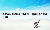 黑客去公司上班是什么职位（黑客可以开什么公司）